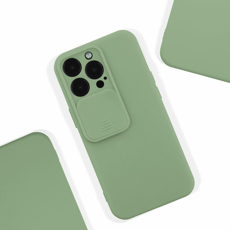 Husa Apple iPhone 13 Pro, Vertical Slide TPU, silicon moale, flexibil, verde maslina — 4