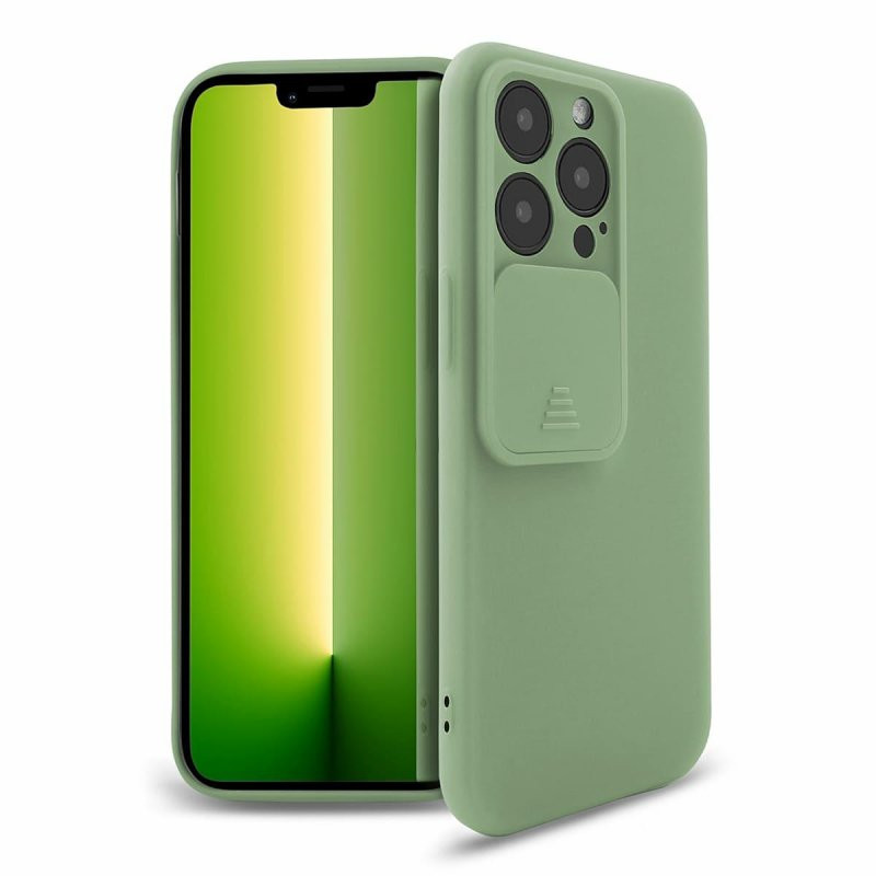 Husa Apple iPhone 13 Pro, Vertical Slide TPU, silicon moale, flexibil, verde maslina — 5