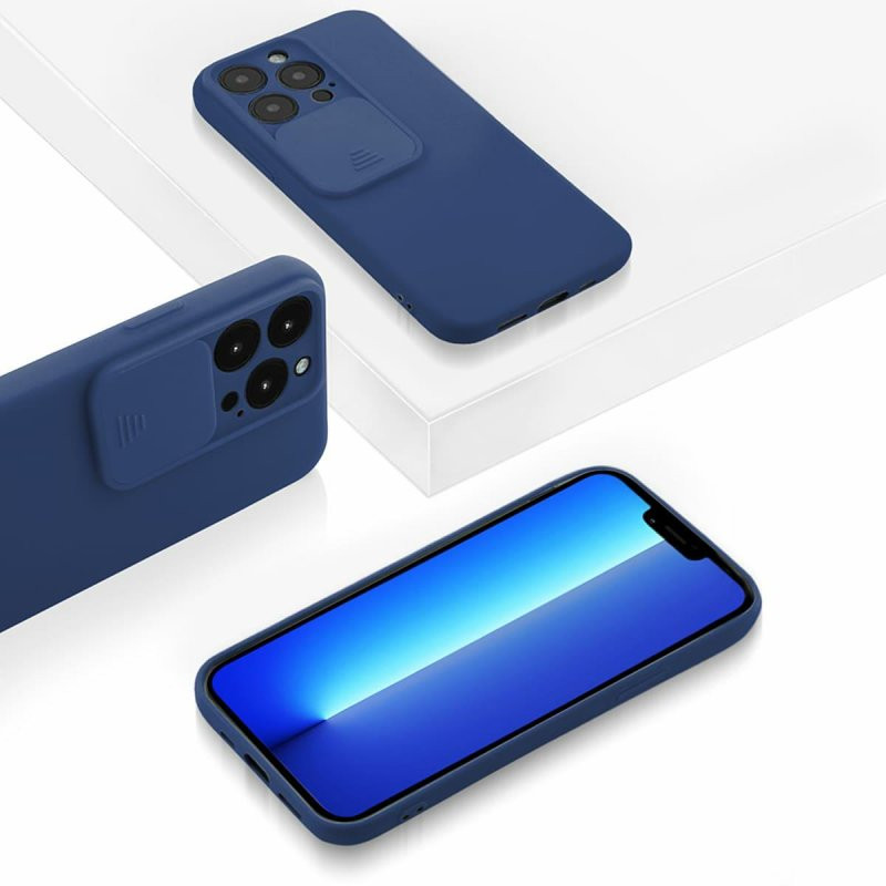 Husa Apple iPhone 13 Pro, Vertical Slide TPU, silicon moale, flexibil, albastra — varianta 2