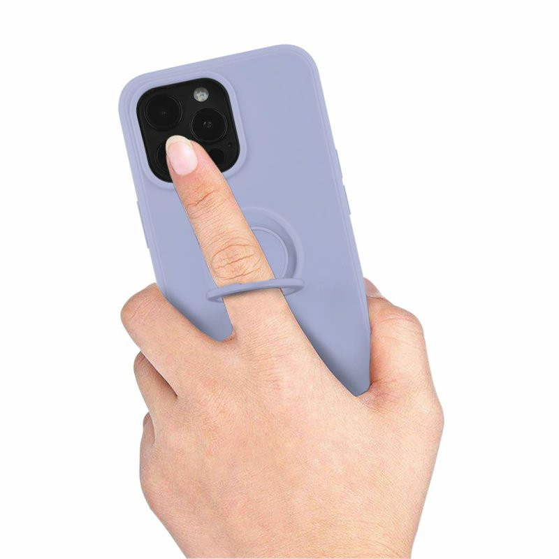 Husa Samsung Galaxy A03s / A02s, Ring Silicone, inel rotativ, catifea in interior, mov lila — 5