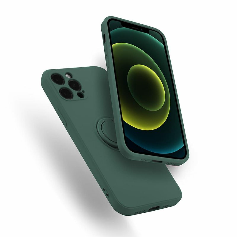 Husa Samsung Galaxy A03s / A02s, Ring Silicone, inel rotativ, catifea in interior, verde — varianta 4