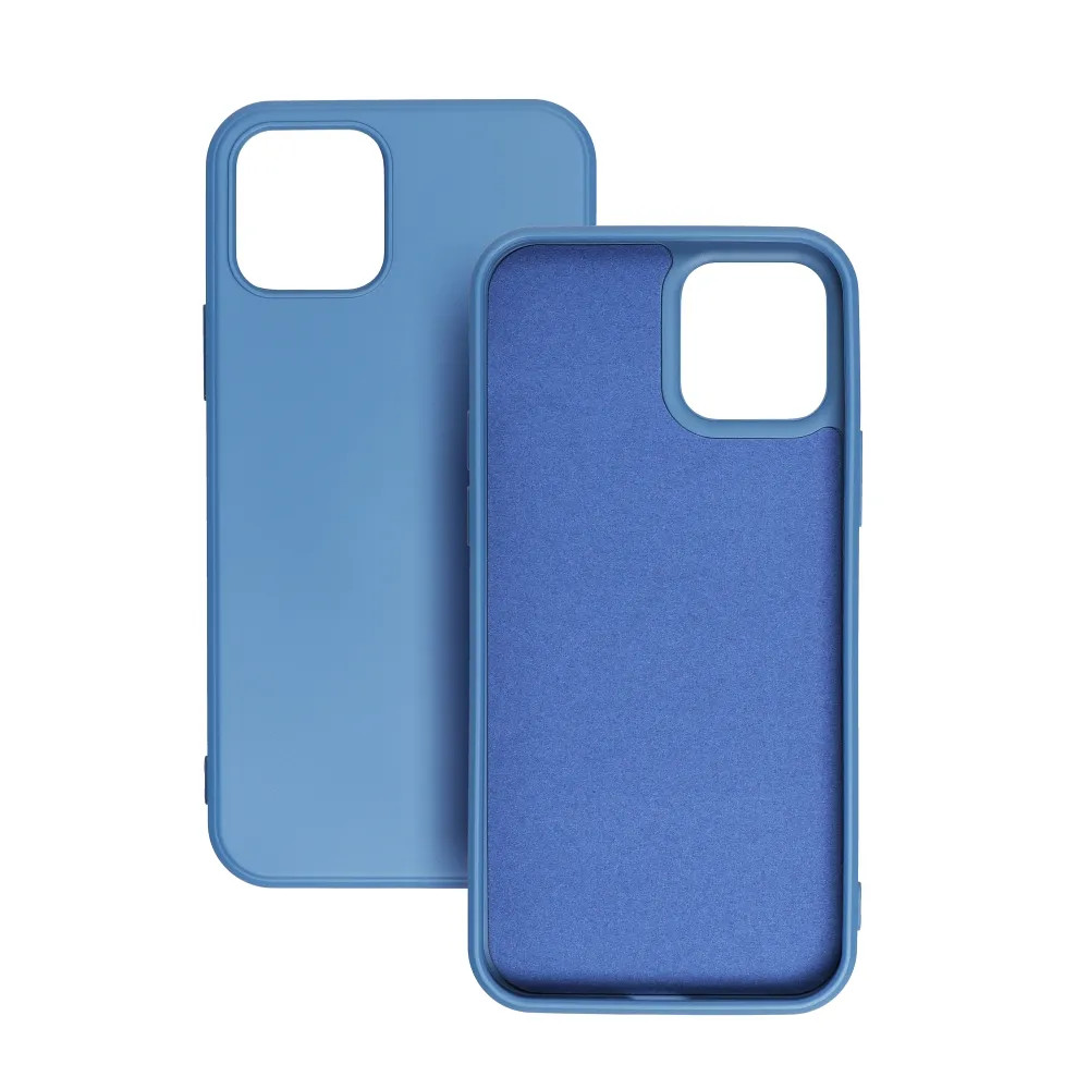 Husa Apple iPhone 14 Pro Max, Luxury Silicone, catifea in interior, albastra — 3