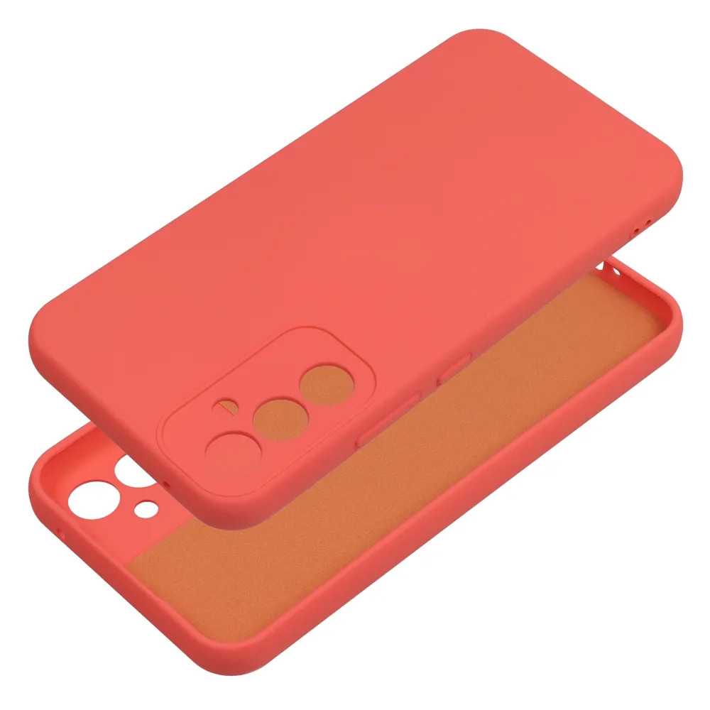 Husa Samsung Galaxy A54 5G, Luxury Silicone, protectie camera, catifea in interior, rosu piersica — varianta 3