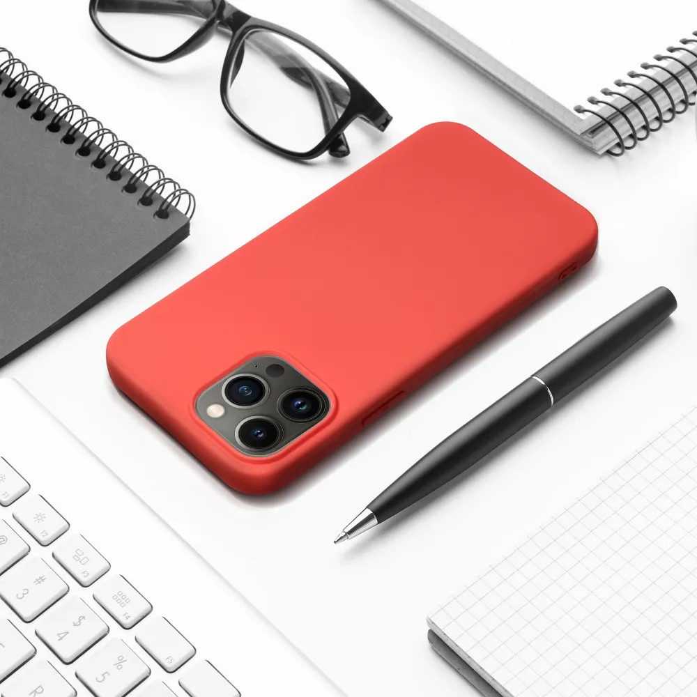 Husa Apple iPhone 15 Pro Max, Luxury Silicone, catifea in interior, rosu piersica — varianta 8