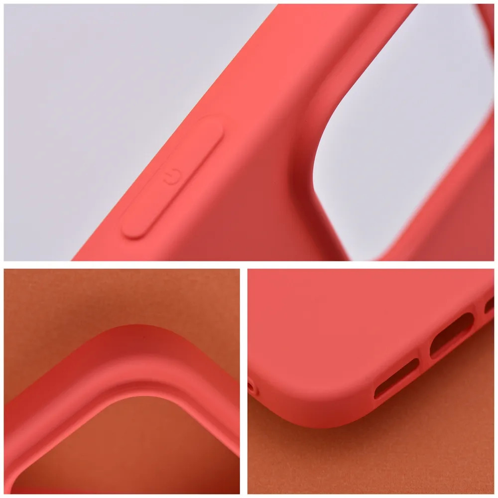 Husa Apple iPhone 15, Luxury Silicone, catifea in interior, rosu piersica — varianta 4