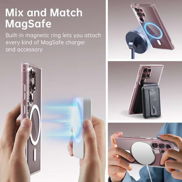 Husa protectie Samsung Galaxy S24 Ultra, compatibila MagSafe, hybrid PC + TPU, transparenta — varianta 4