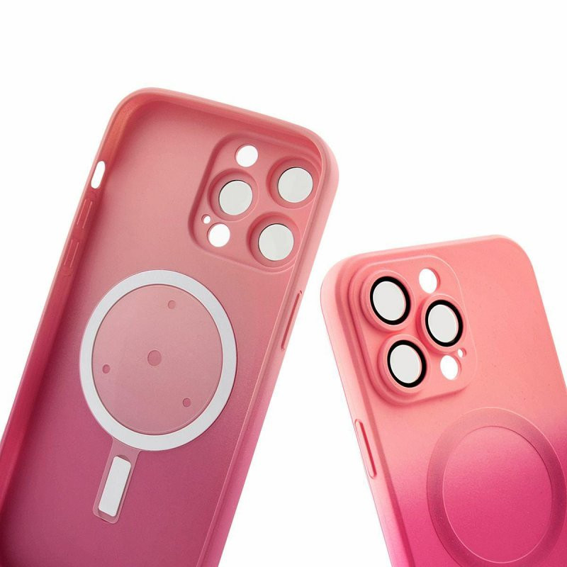 Husa Apple iPhone 13 Pro, Magsafe Ombre Silicone, geam protectie camere, roz — varianta 2