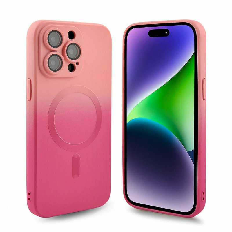 Husa Apple iPhone 13 Pro, Magsafe Ombre Silicone, geam protectie camere, roz — varianta 3