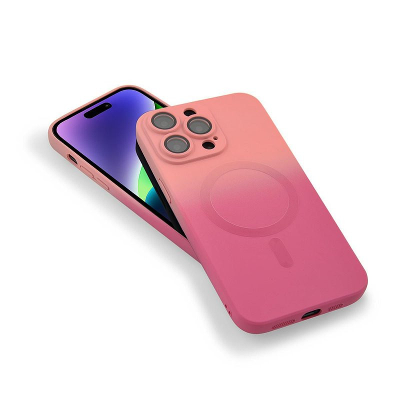Husa Apple iPhone 13 Pro, Magsafe Ombre Silicone, geam protectie camere, roz — varianta 4