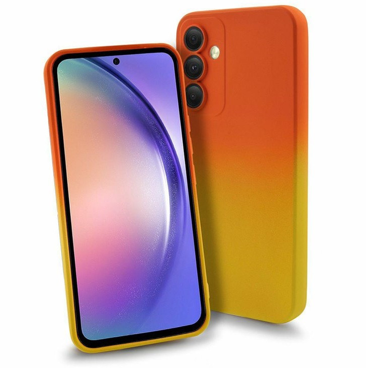 Husa Apple iPhone 7/8/SE2, Luxury Ombre Silicone, catifea in interior, portocaliu/galben — varianta 2