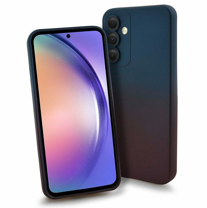 Husa Samsung Galaxy A32 5G, Luxury Ombre Silicone, catifea in interior, protectie camere, albastru/visiniu — varianta 2