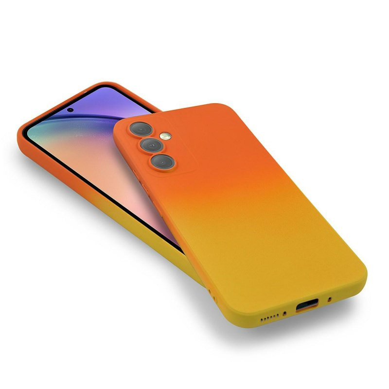 Husa Samsung Galaxy A24 4G, Luxury Ombre Silicone, catifea in interior, protectie camere, portocaliu/galben — 3