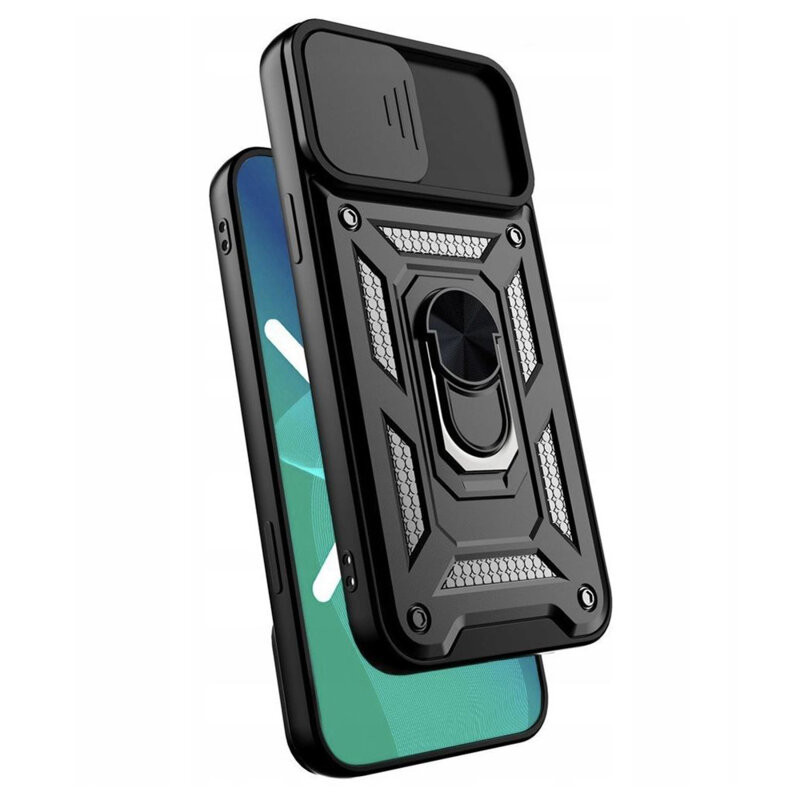 Husa Apple iPhone X/XS, Camshield Armor, inel sustinere, protectie camera, neagra — varianta 2