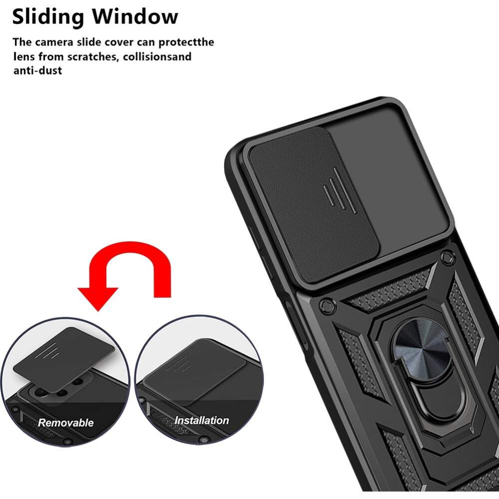 Husa Samsung Galaxy A35, Camshield Armor, inel sustinere, protectie camera, neagra — varianta 4