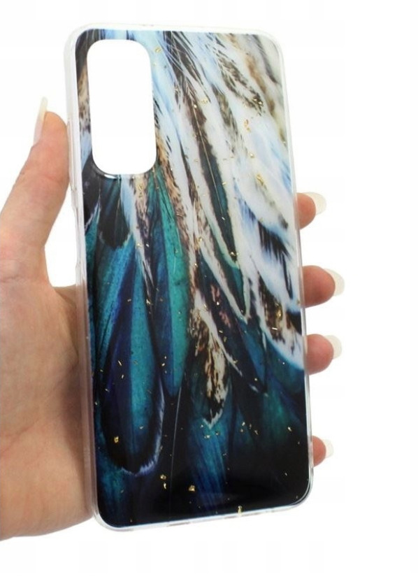 Husa protectie Samsung Galaxy A05s, Gold Glam Feathers — 2