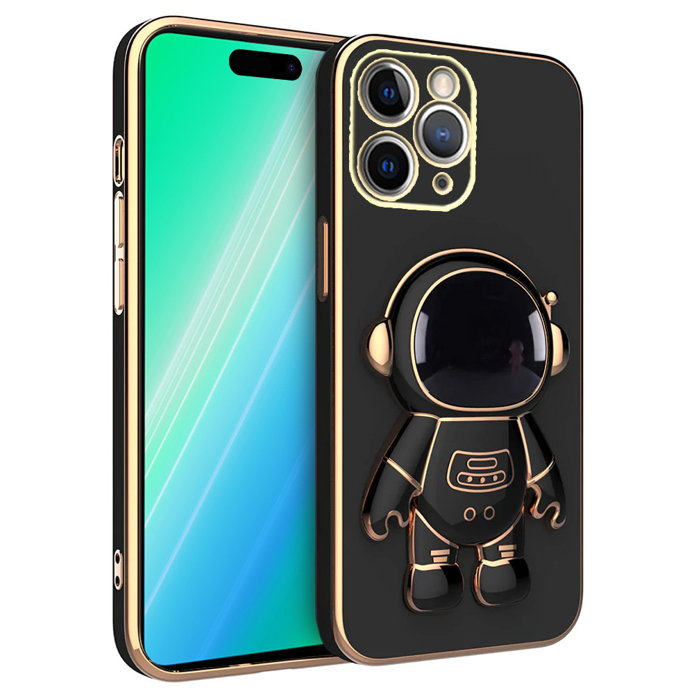 Husa Apple iPhone 15 Pro, Astronaut Case, protectie camera, functie stand expunere, neagra — varianta 2