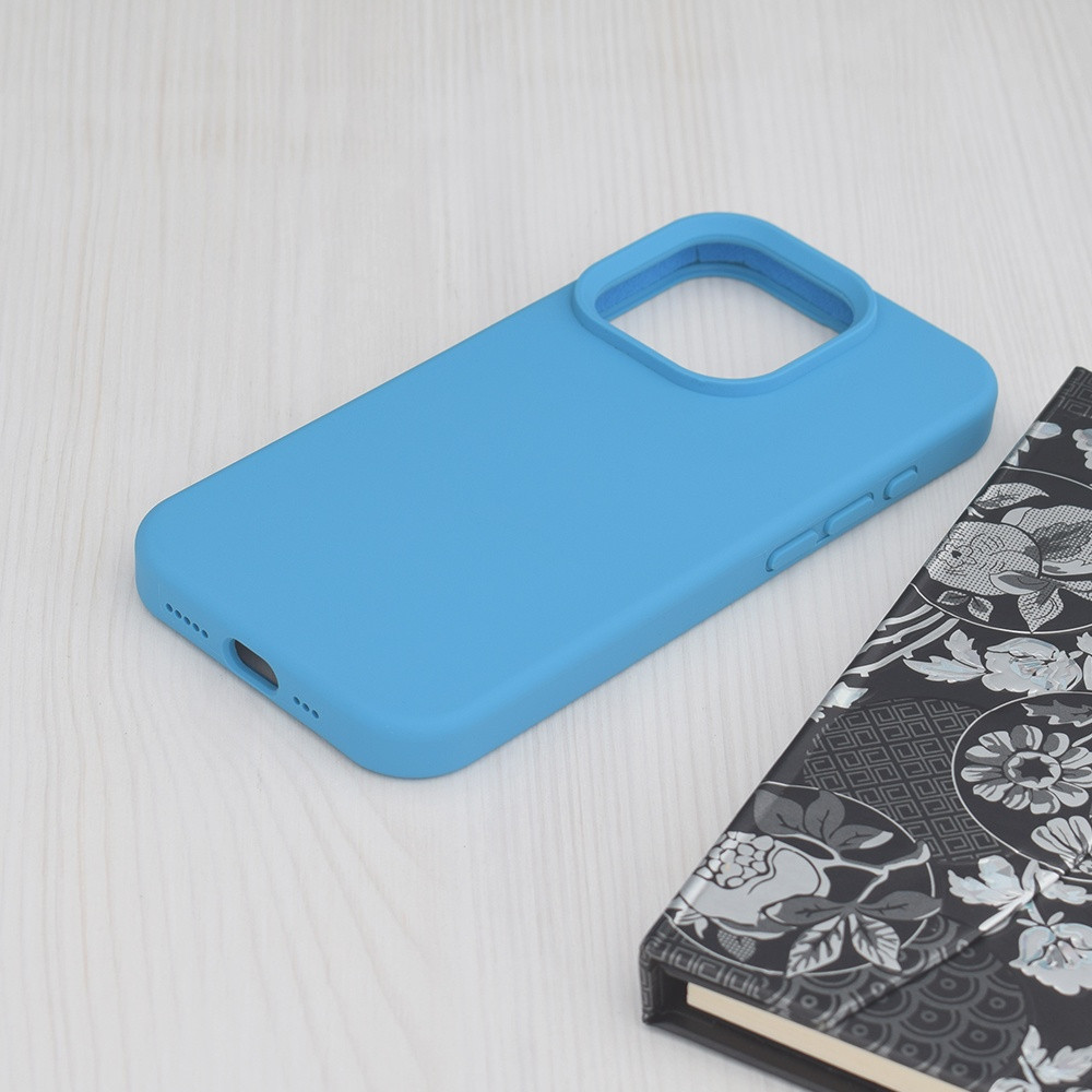 Husa Apple iPhone 15 Pro, Luxury Silicone, catifea in interior, albastra — 2