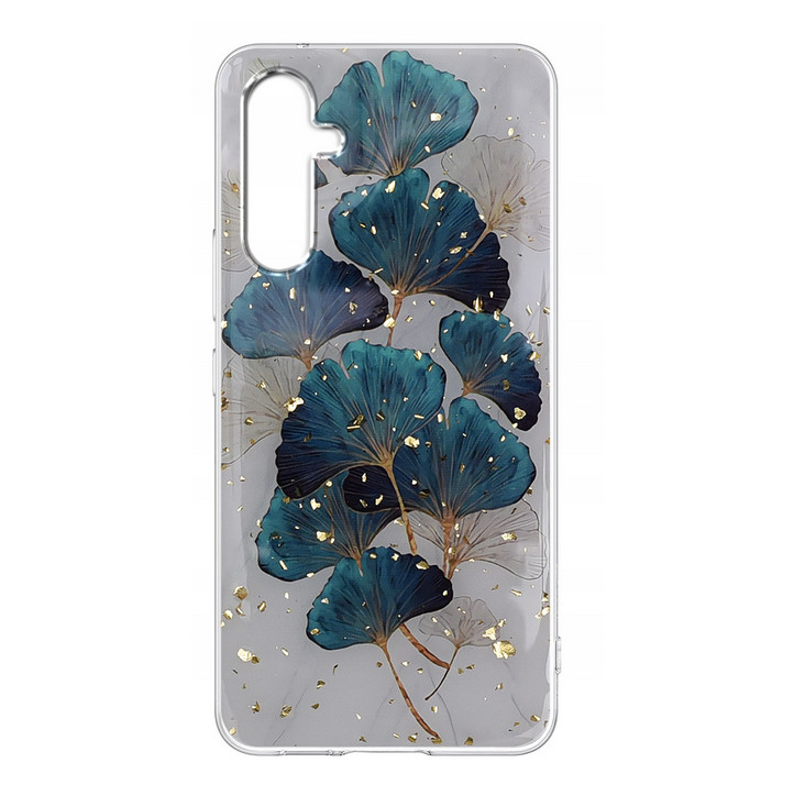Husa protectie Samsung Galaxy A25, Gold Glam Leaves — varianta 2