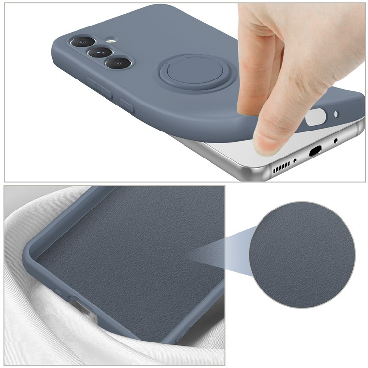 Husa Samsung Galaxy A05s, Ring Silicone, inel rotativ, catifea in interior, verde pal — varianta 2