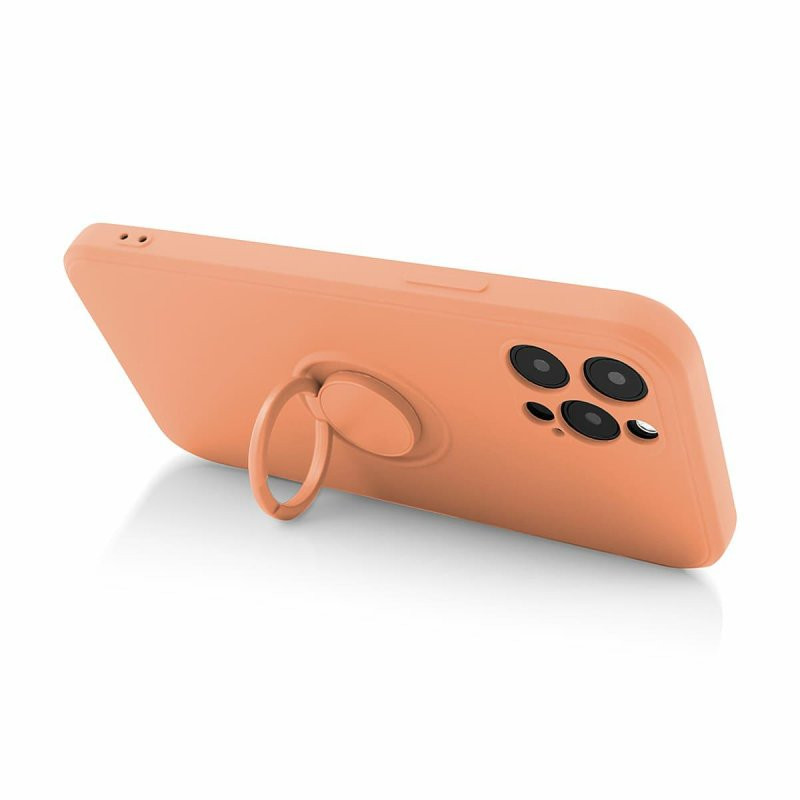 Husa Samsung Galaxy S22, Ring Silicone, inel rotativ, catifea in interior, galbena — varianta 5