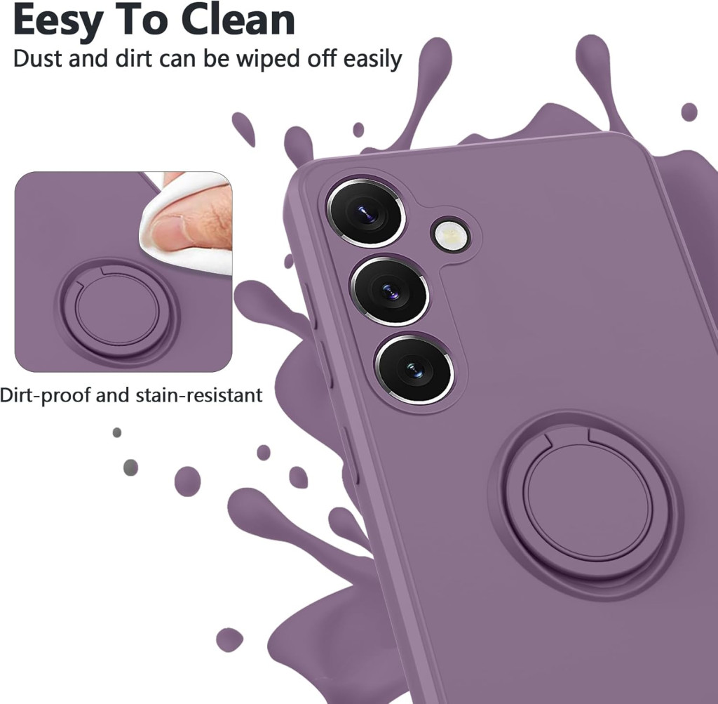 Husa Samsung Galaxy A25, Ring Silicone, inel rotativ, catifea in interior, mov — varianta 2