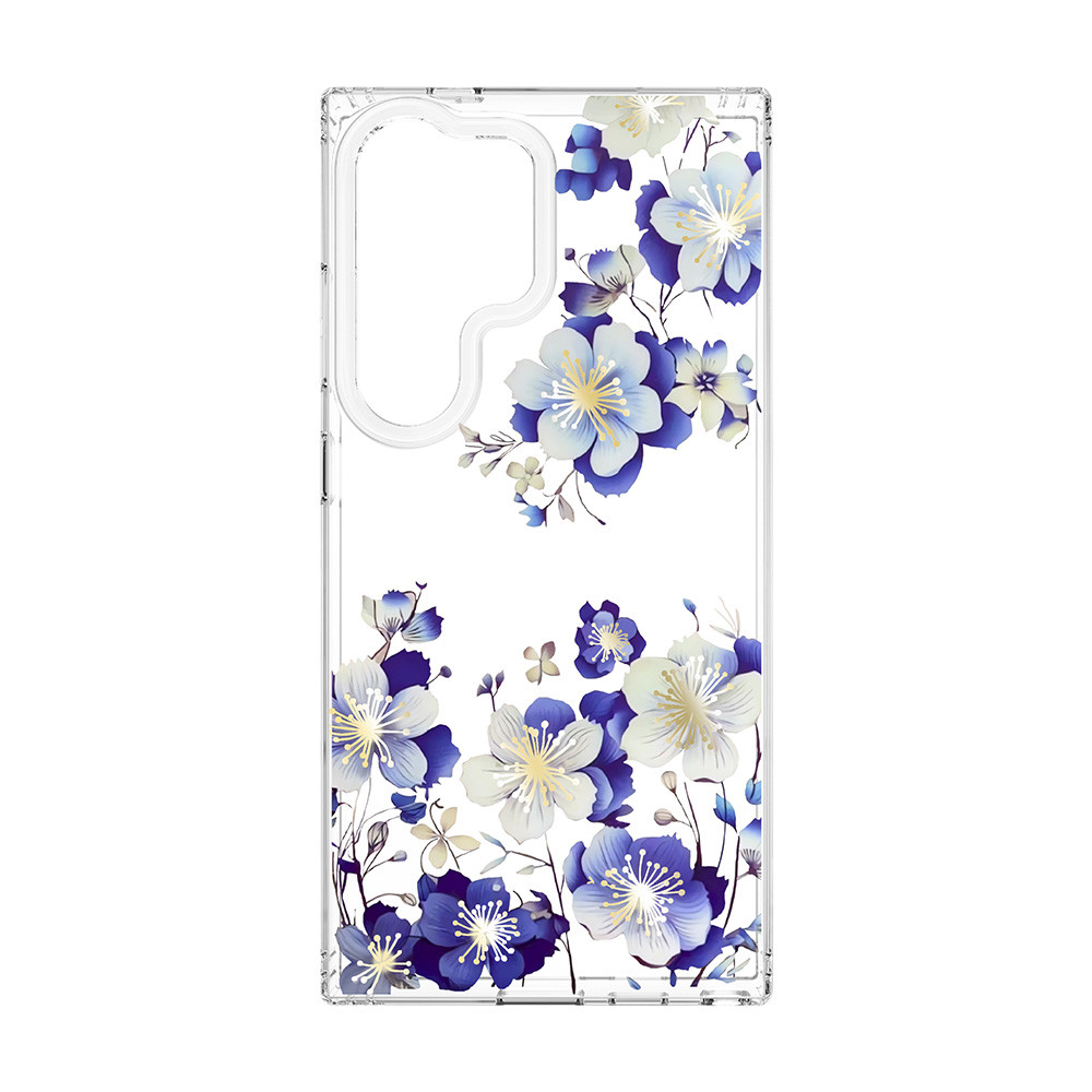 Husa Samsung Galaxy S24 Ultra, IMD Print Case, TPU flexibil, transparent, Floral — varianta 2