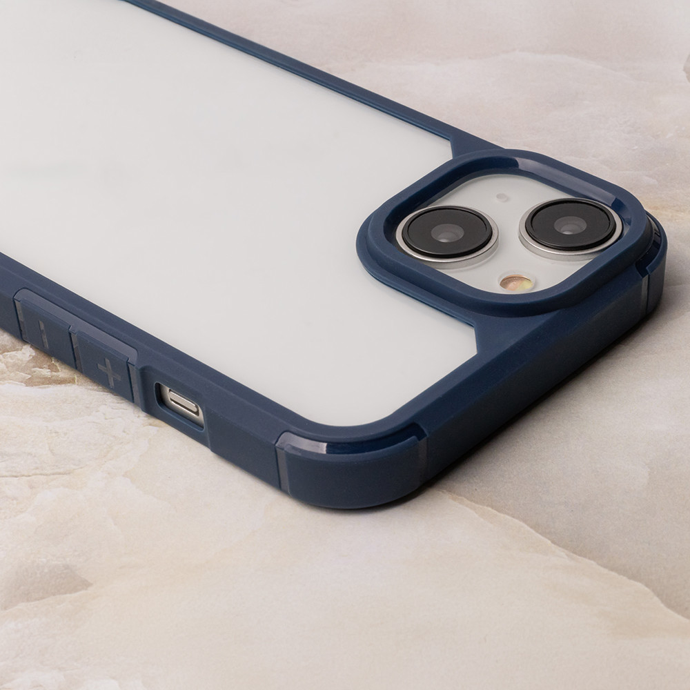 Husa protectie Apple iPhone 14 Pro Max, Color Shock TPU, margini antisoc, spate transparent, albastru — 2