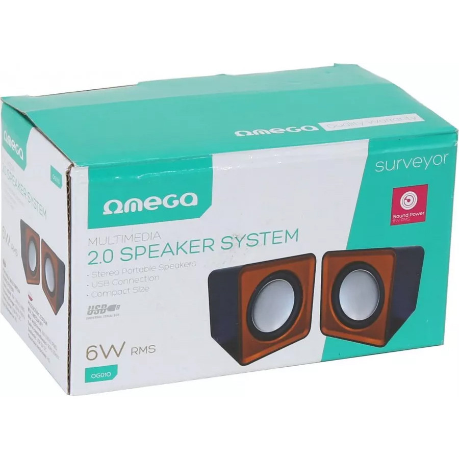 Set 2 boxe OMEGA Surveyor OG-01, 2.0, 6W RMS, USB, orange — varianta 3