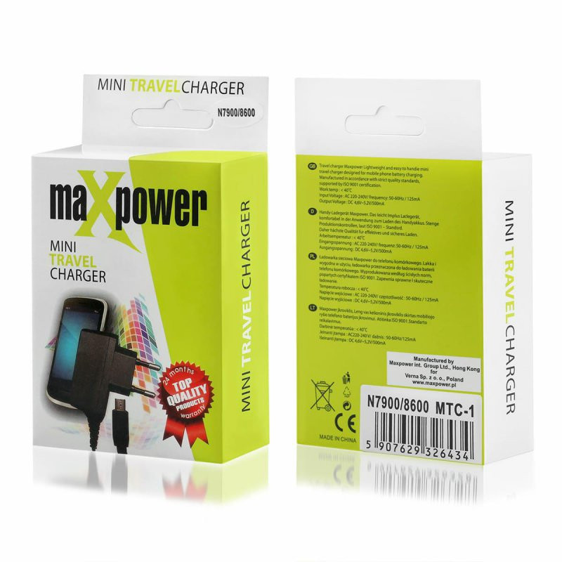 Incarcator casa cu fir MaxPower, conector MicroUSB, 0.5A, negru — varianta 4