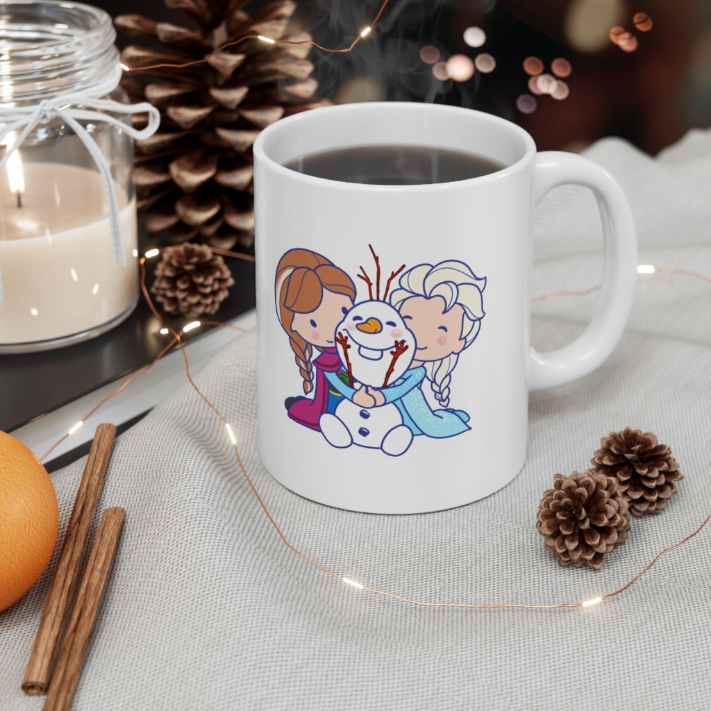 Cana ceramica personalizata, design Frozen, 330 ml, alba — varianta 2