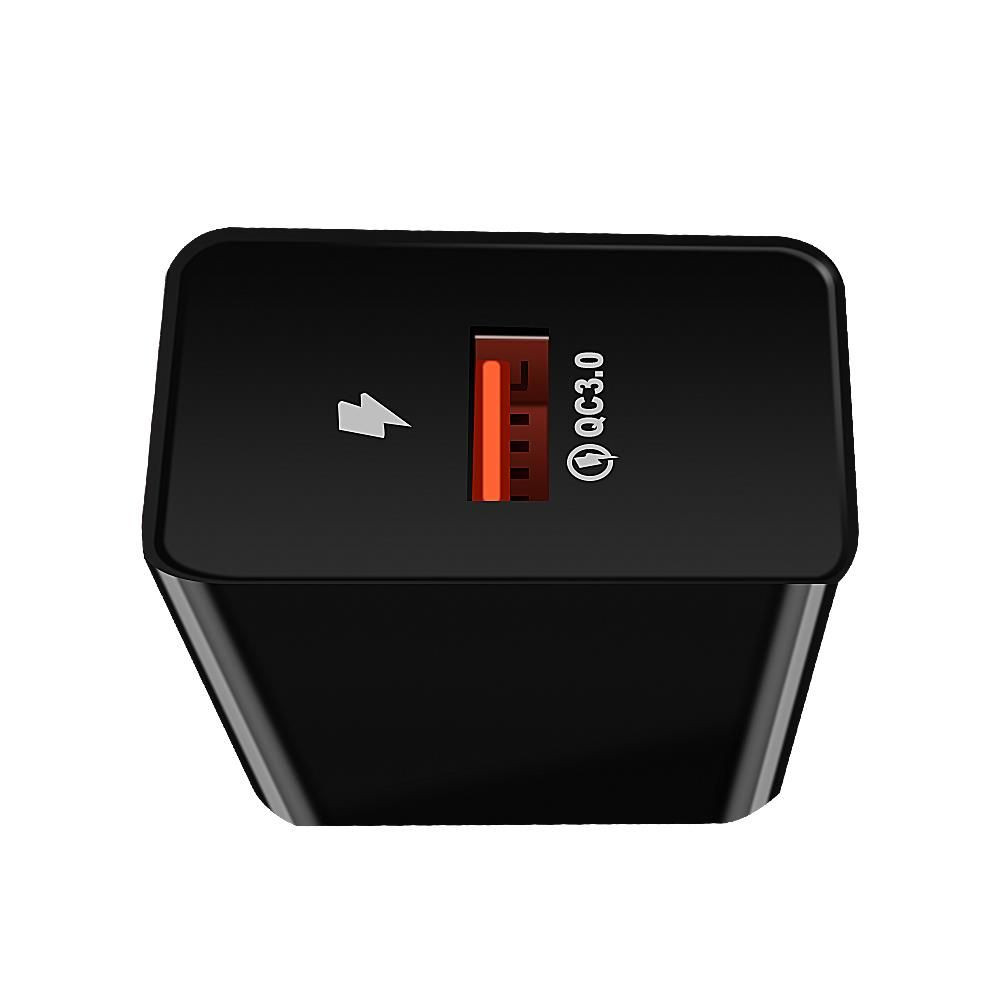 Incarcator casa Well,  1 x USB-A QC3.0, 18W/3A, bulk, negru — varianta 2