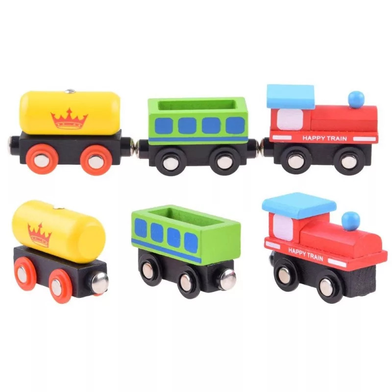 Traseu din lemn Kids Toyland, cu masinute si accesorii, 80 piese — 7
