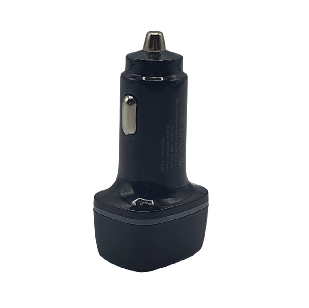 Incarcator auto cu 1 port PD/Type C si 1 port USB, maxim 3A, lumina LED albastra, negru — 3