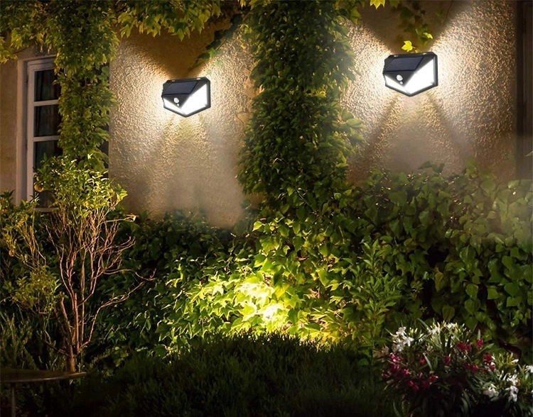 Lampa de exterior cu incarcare solara BK-100, senzor de miscare, unghi de 270 de grade, neagra — 2