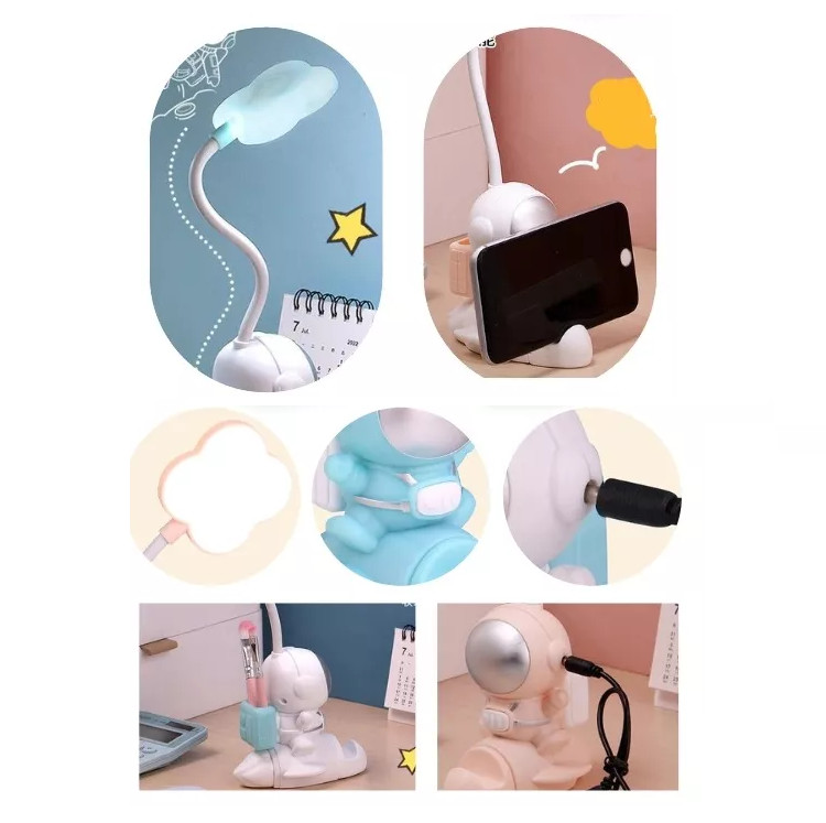 Lampa LED cu functie suport telefon, astronaut albastru deschis — varianta 3