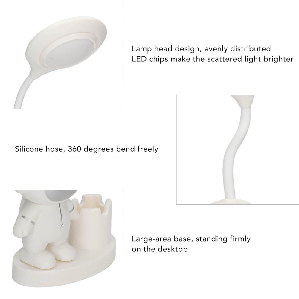 Lampa LED cu suport creioane si ascutitoare, astronaut alb — 4