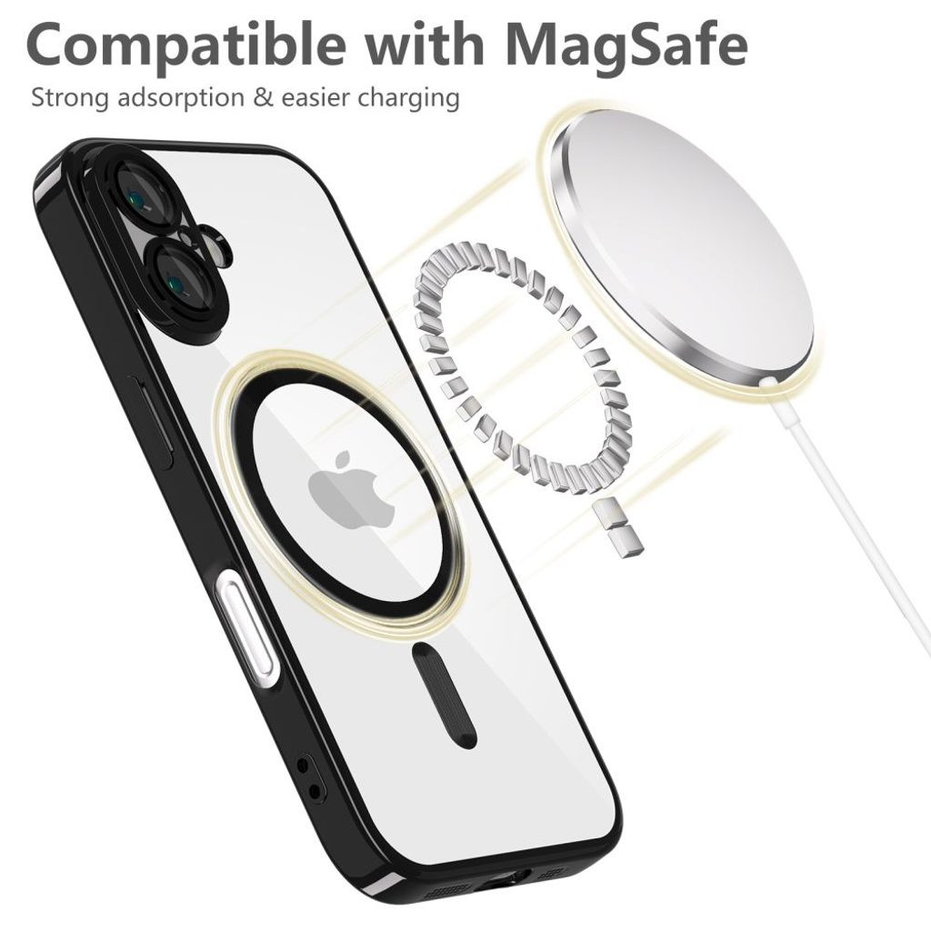 Husa Apple iPhone 17 Pro, Magsafe Electroplating TPU, protectie camera, margini negre — 4