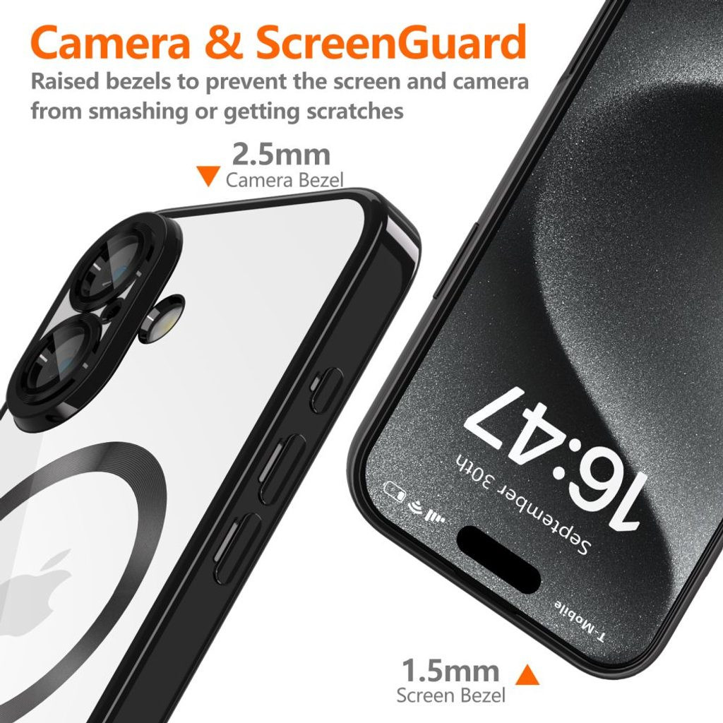 Husa Apple iPhone 17 Pro, Magsafe Electroplating TPU, protectie camera, margini negre — 5