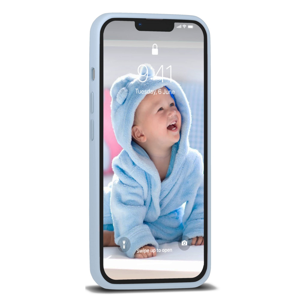 Husa Apple iPhone 13 Mini, Luxury Silicone, catifea in interior, baby blue — varianta 2