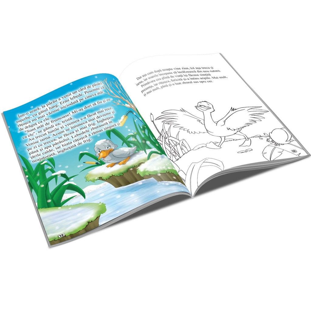 Carte de citit si colorat A5, editura Unicart, Ratusca cea urata — varianta 2