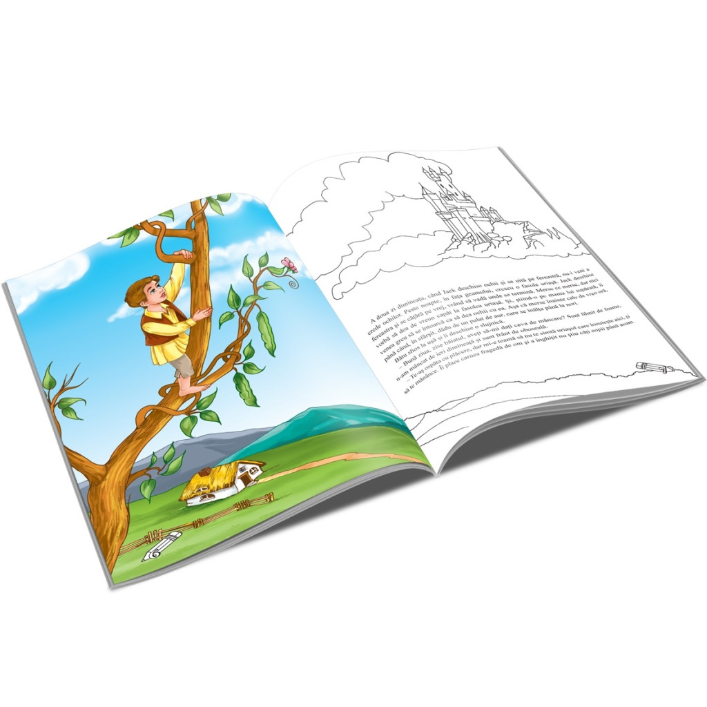 Carte de citit si colorat A5, editura Unicart, Jack si vrejul de fasole — varianta 2