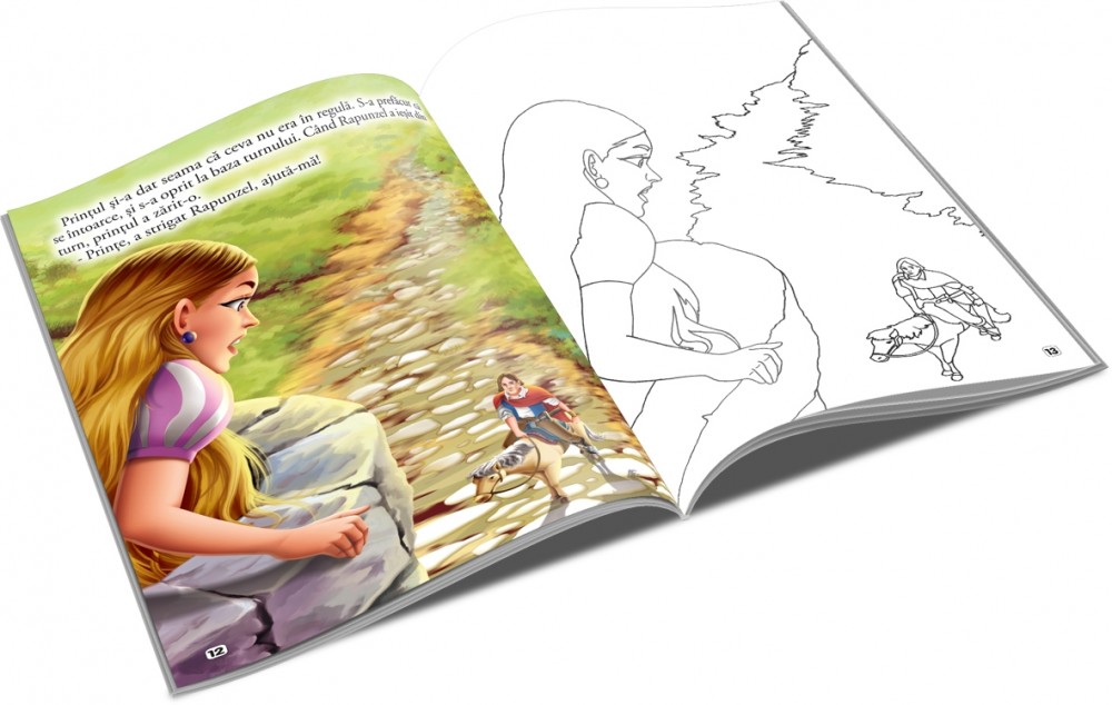 Carte de citit si colorat, editura Unicart, Rapunzel — varianta 2