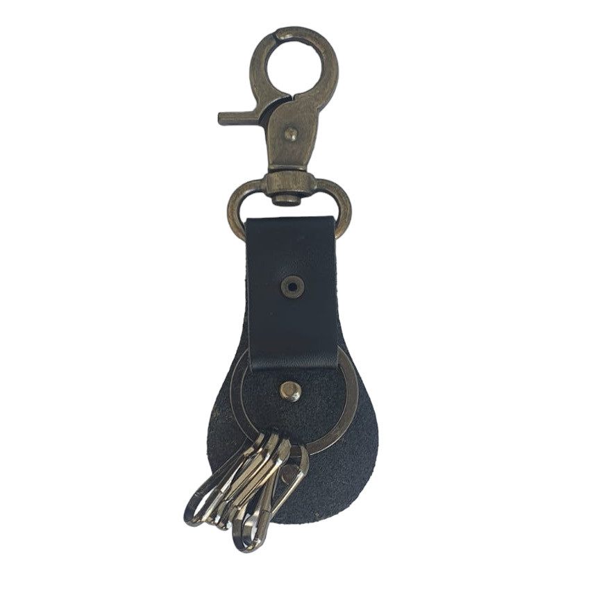 Breloc chei din metal si piele, logo USD, negru — 2