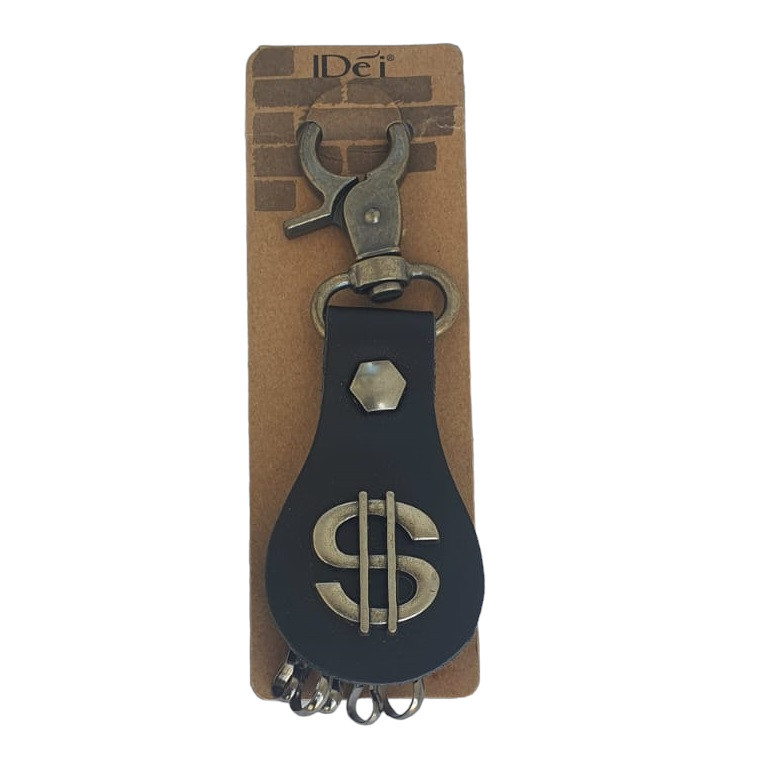 Breloc chei din metal si piele, logo USD, negru — 3