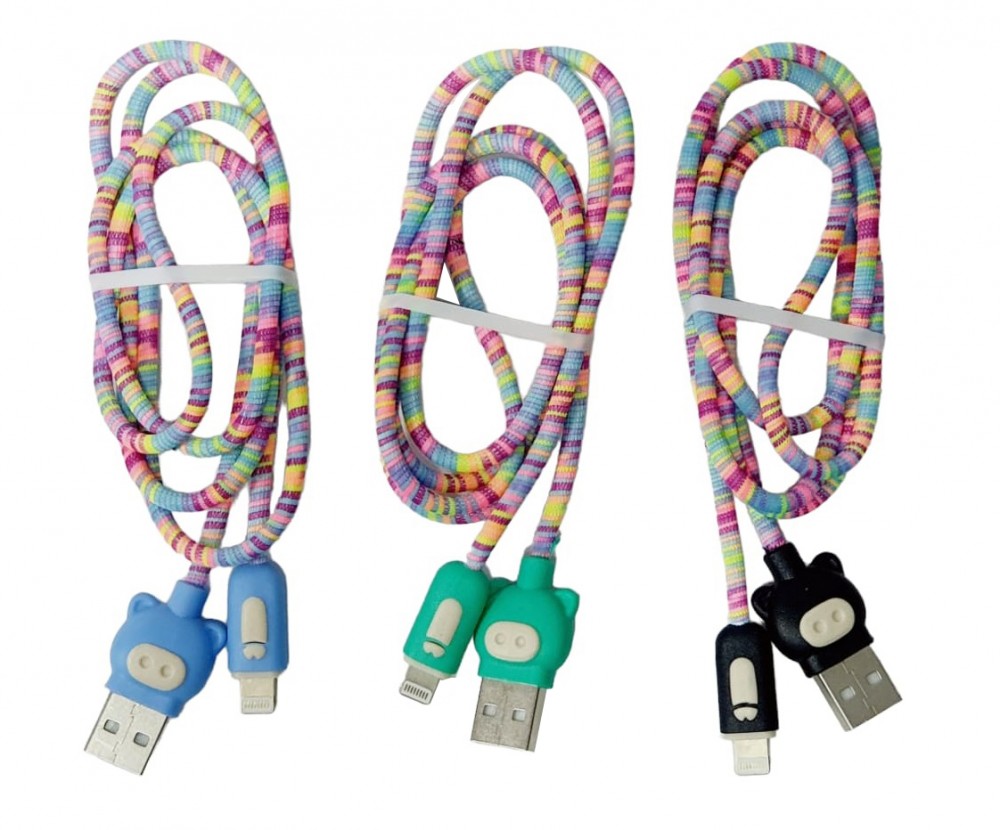 Cablu date si incarcare Lightning (iPhone), 1 metru, 3A, multicolor, capete verzi — varianta 2