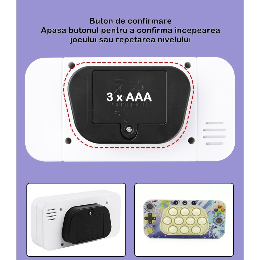 Jucarie interactiva Speed Push, joc de viteza apasare taste tip Pop-It, sunete si lumini, model culori — varianta 4
