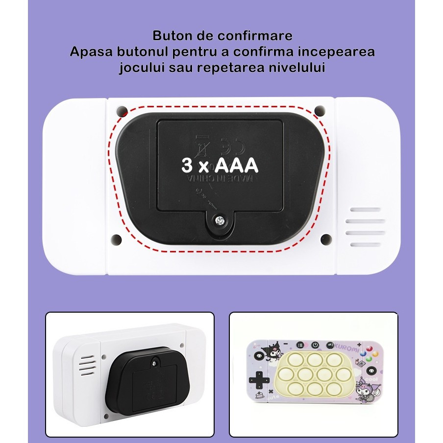 Jucarie interactiva Speed Push, joc de viteza apasare taste tip Pop-It, sunete si lumini, model unicorn — varianta 3