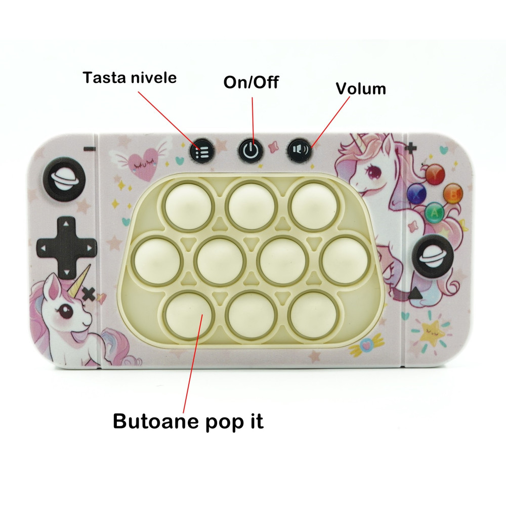 Jucarie interactiva Speed Push, joc de viteza apasare taste tip Pop-It, sunete si lumini, model unicorn — varianta 4