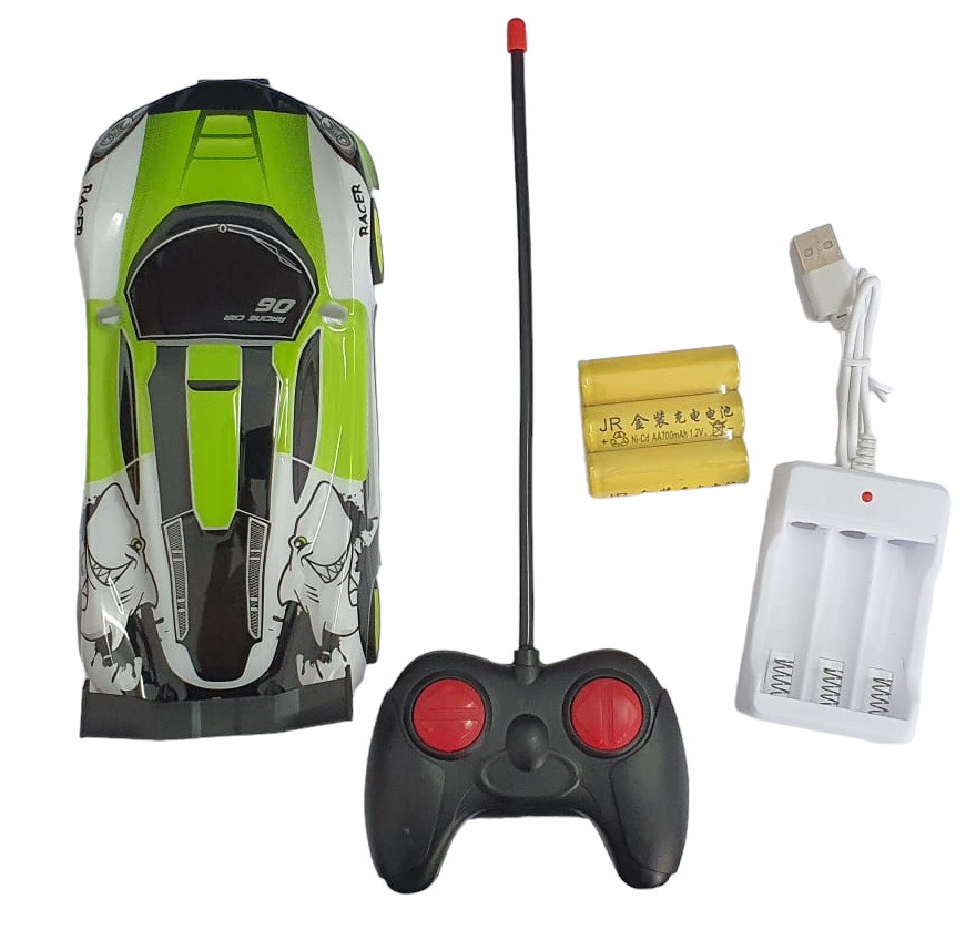 Jucarie masina cu telecomanda CARVICTOR 5, acumulatori cu incarcare USB, 1:28, alb/verde — 4