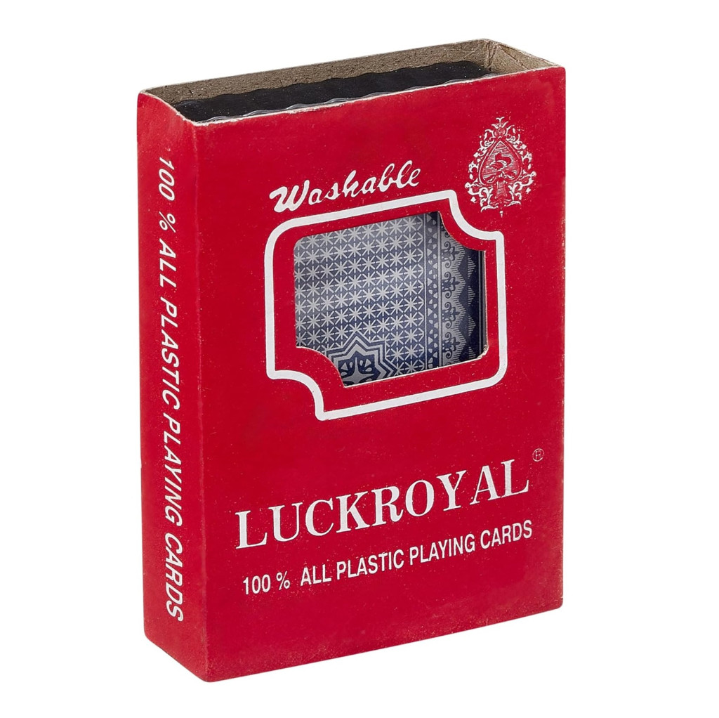Pachet carti de joc clasice din plastic LUCKROYAL, cutie de plastic inclusa, spate albastru — varianta 4